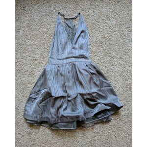bebe Silvery Gray Pleated Mini Dress